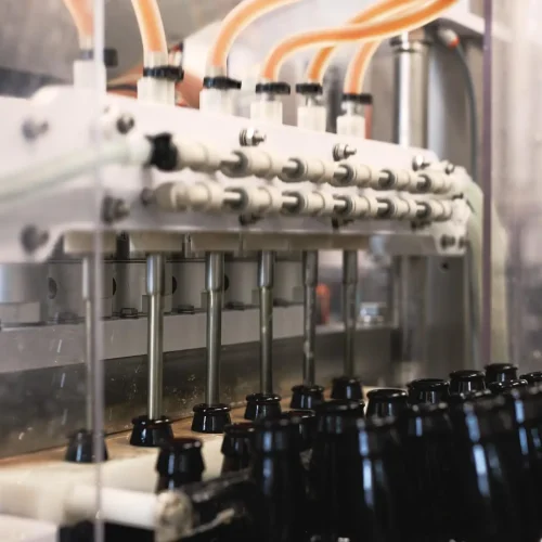 Tynt Meadow bottles being filled with ale on production line at MSB Trappist Brewery