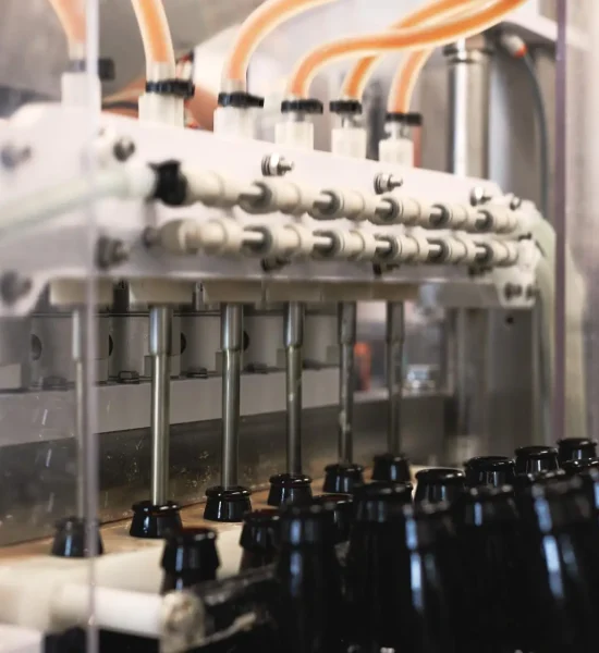 Tynt Meadow bottles being filled with ale on production line at MSB Trappist Brewery